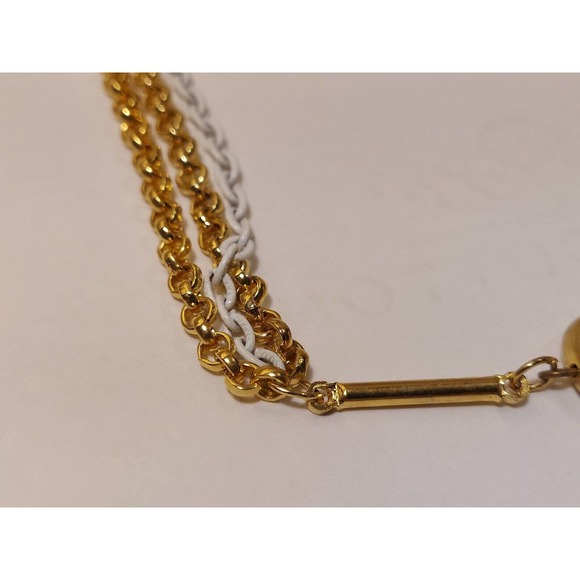 Vintage Castlecliff Gold White Tone Necklace Chain Link Choker NEW With Tags - Picture 4 of 13